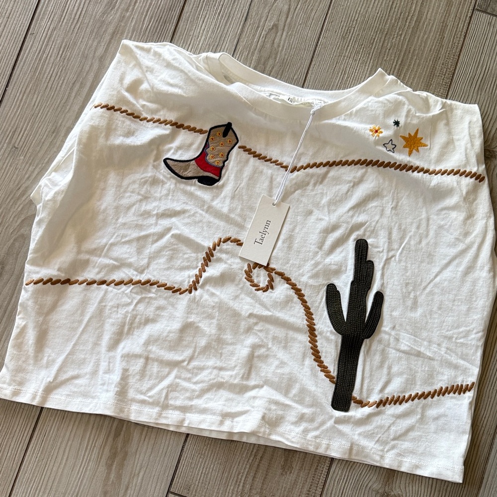 Ted Baker White Embroidered Western Crop Top